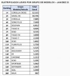 Eletrificados leves por grupo