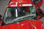 Passenger car after crash test with truck new front_1 . Trafikverket