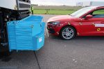 Truck with new front before crash test with passenger car. Trafikverket