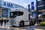 Scania, caminhão elétrico, autonomia de 720 km, bateria MP20, carregamento MCS, transporte de longa distância – Destaque